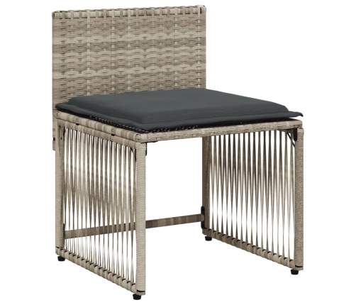 Set comedor jardín 7 pzas y cojines ratán sintético gris claro
