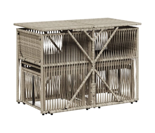 Set comedor jardín 7 pzas y cojines ratán sintético gris claro
