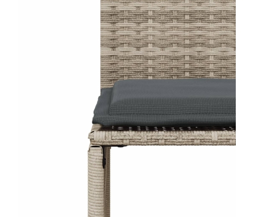 Set comedor jardín 7 pzas y cojines ratán sintético gris claro