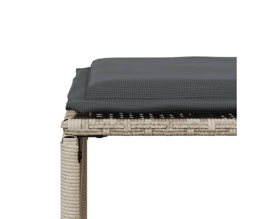 Set comedor jardín 7 pzas y cojines ratán sintético gris claro