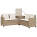 Sofá de jardín en forma de L con mesa y cojines ratán PE beige