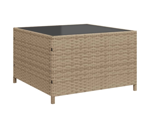Sofá de jardín en forma de L con mesa y cojines ratán PE beige