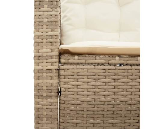 Sofá de jardín en forma de L con mesa y cojines ratán PE beige