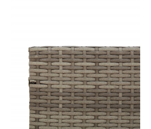 Sofá de jardín en forma de L con mesa y cojines ratán PE gris