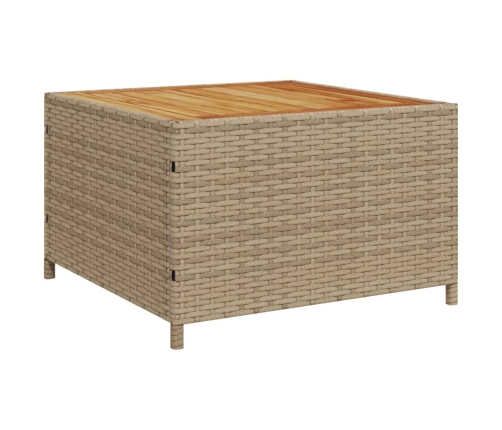 Sofá de jardín en forma de L con mesa y cojines ratán PE beige