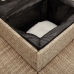 Sofá de jardín en forma de L con mesa y cojines ratán PE beige