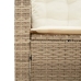 Sofá de jardín en forma de L con mesa y cojines ratán PE beige