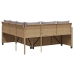 Sofá de jardín en forma de L con mesa y cojines ratán PE beige