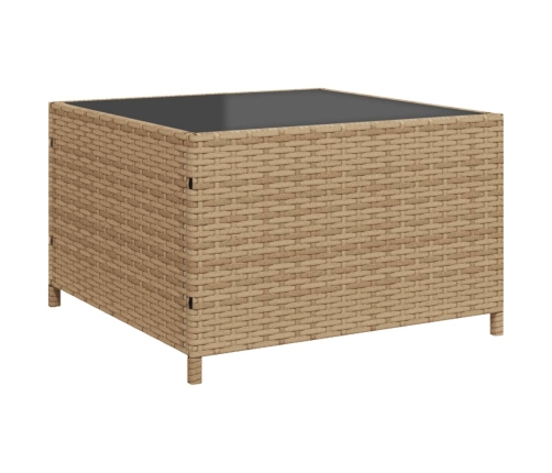 Sofá de jardín en forma de L con mesa y cojines ratán PE beige