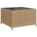 Sofá de jardín en forma de L con mesa y cojines ratán PE beige