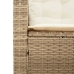 Sofá de jardín en forma de L con mesa y cojines ratán PE beige