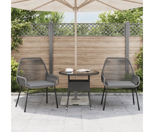 Sillones de jardín con cojines 2 uds ratán sintético gris