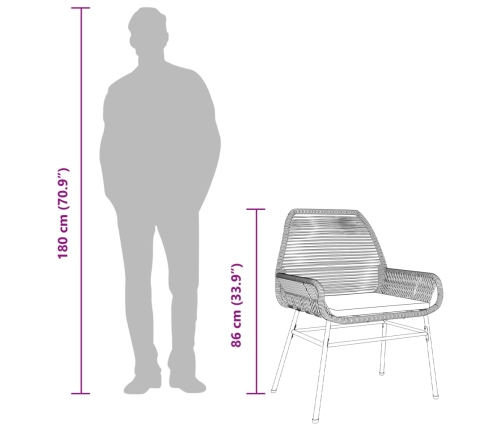 Sillones de jardín con cojines 2 uds ratán sintético gris