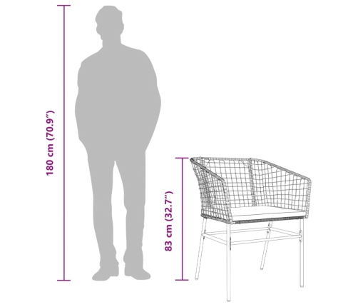 Sillones de jardín con cojines 2 uds ratán sintético negro