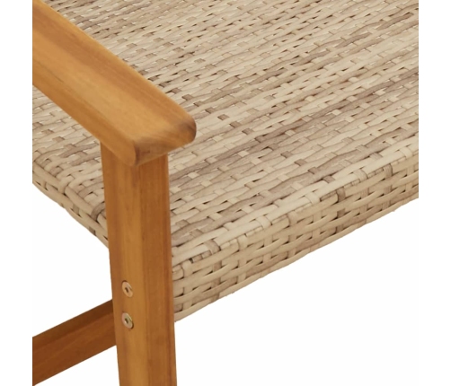 Banco de jardín madera de acacia y ratán PE beige 112 cm