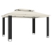 Cenador con doble techo tela crema 3,94x2,96 m