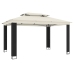 Cenador con doble techo tela crema 3,94x2,96 m