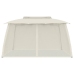 Cenador de doble techo paredes de malla acero crema 3,93x2,93 m