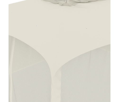 Cenador de doble techo paredes de malla acero crema 3,93x2,93 m