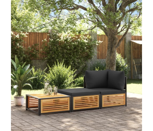 Mesa de jardín con taburete madera maciza de acacia