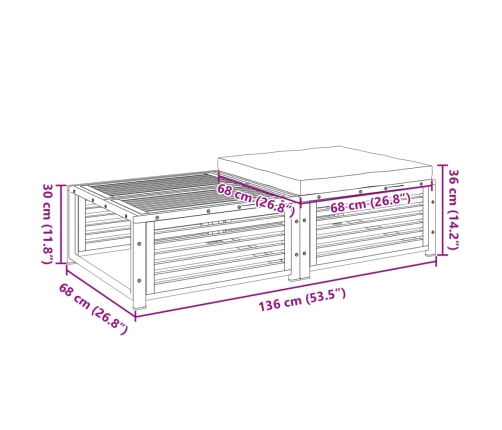 Mesa de jardín con taburete madera maciza de acacia