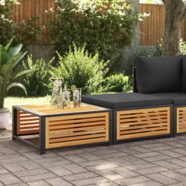 Mesa de jardín con taburete madera maciza de acacia