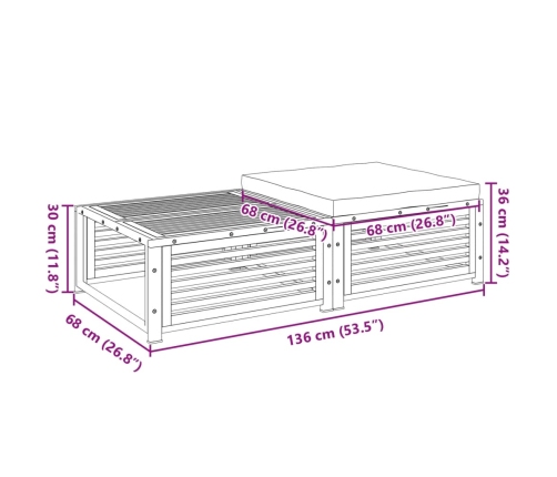 Mesa de jardín con taburete madera maciza de acacia