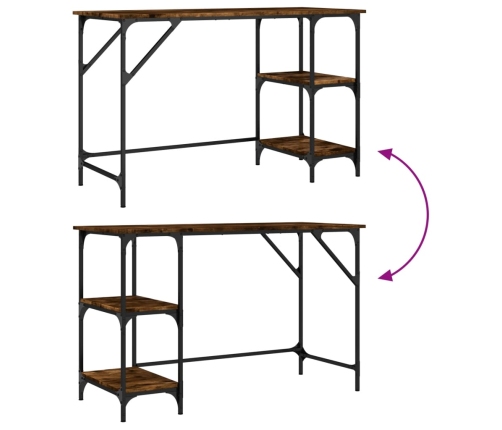 Escritorio metal y madera ingeniería roble ahumado 120x50x75 cm