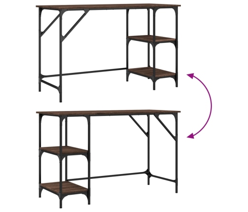 Escritorio metal y madera ingeniería marrón roble 120x50x75 cm