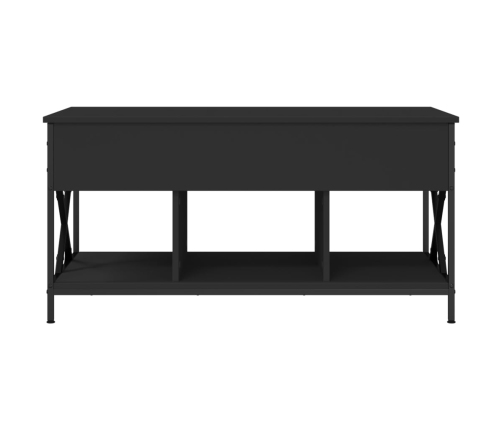 vidaXL Mesa de centro madera de ingeniería y metal negro 100x55x50 cm