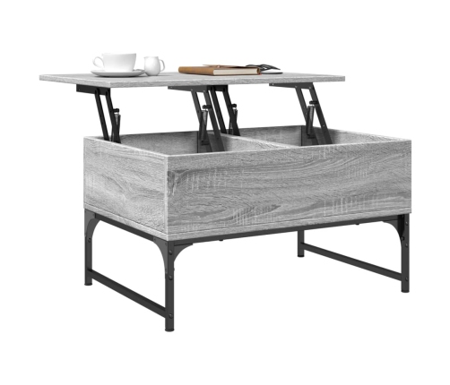 vidaXL Mesa de centro madera ingeniería metal gris Sonoma 70x50x40 cm