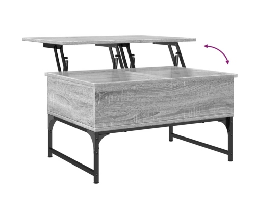 vidaXL Mesa de centro madera ingeniería metal gris Sonoma 70x50x40 cm