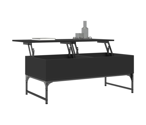 vidaXL Mesa de centro de madera ingeniería y metal negro 100x50x40 cm