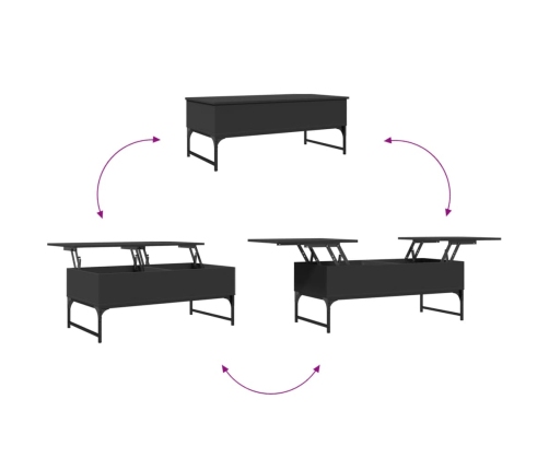 vidaXL Mesa de centro de madera ingeniería y metal negro 100x50x40 cm