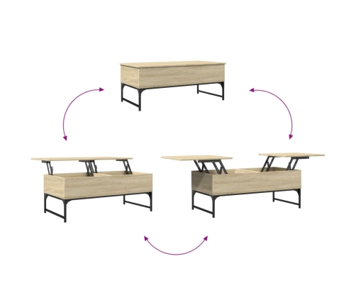 Mesa de centro madera ingeniería metal roble Sonoma 100x50x40cm