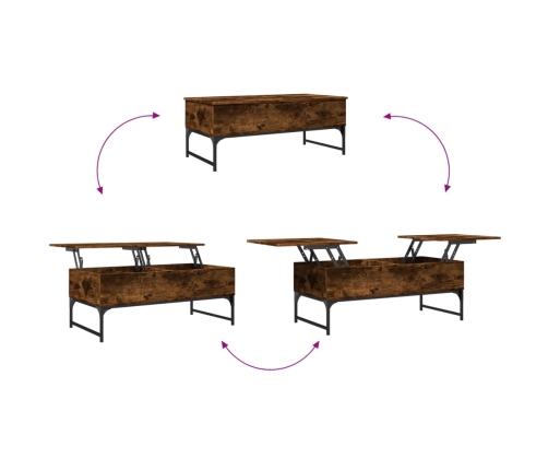 Mesa de centro de madera de ingeniería y metal roble humo