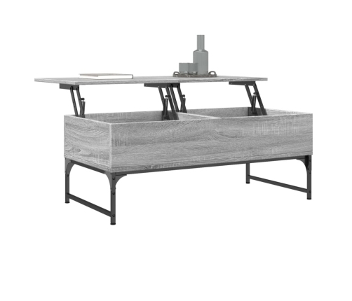 Mesa de centro madera ingeniería metal gris Sonoma 100x50x40 cm