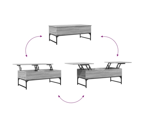 Mesa de centro madera ingeniería metal gris Sonoma 100x50x40 cm