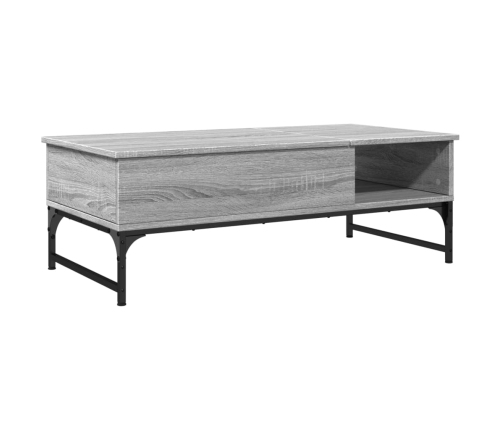 Mesa de centro madera ingeniería metal gris Sonoma 100x50x35 cm