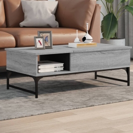 Mesa de centro madera ingeniería metal gris Sonoma 100x50x35 cm