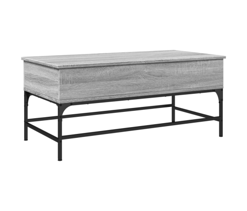 Mesa de centro madera ingeniería metal gris Sonoma 100x50x45 cm