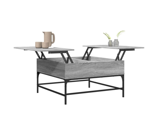 Mesa de centro madera ingeniería metal gris Sonoma 80x80x45 cm