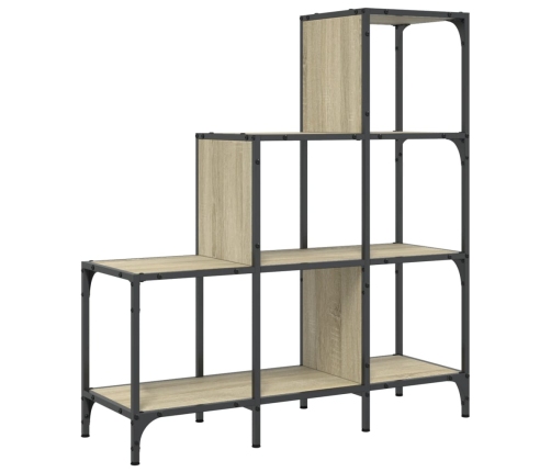 Estantería madera ingeniería y metal roble Sonoma 92x30x102 cm