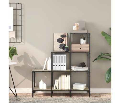 Estantería madera ingeniería y metal roble Sonoma 92x30x102 cm