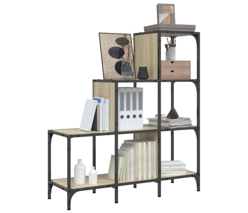 Estantería madera ingeniería y metal roble Sonoma 92x30x102 cm