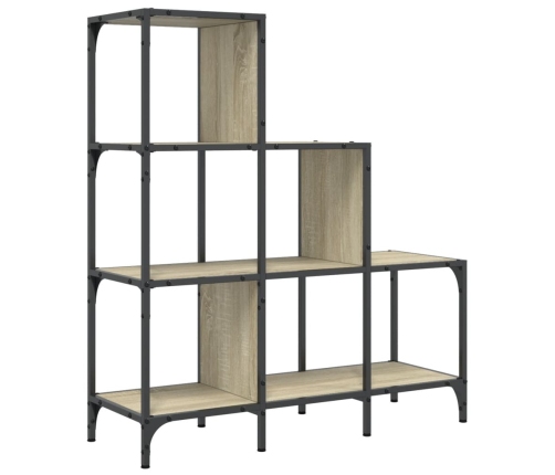 Estantería madera ingeniería y metal roble Sonoma 92x30x102 cm
