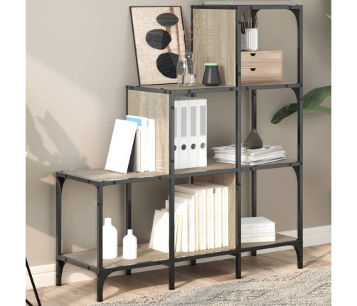 Estantería madera ingeniería y metal roble Sonoma 92x30x102 cm