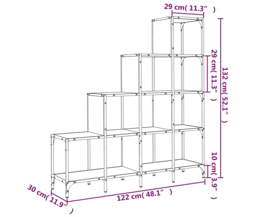 Estantería de madera de ingeniería y metal negro 122x30x132 cm