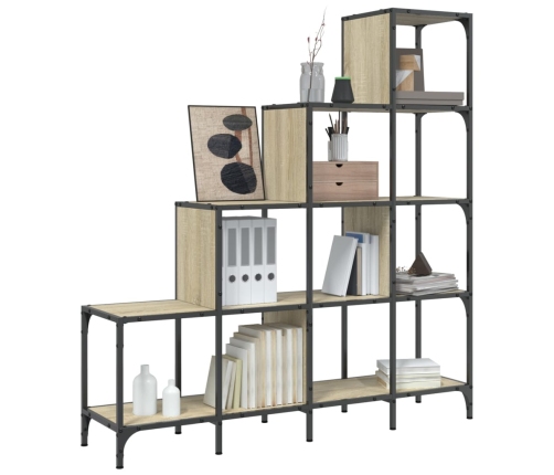 Estantería madera ingeniería y metal roble Sonoma 122x30x132 cm