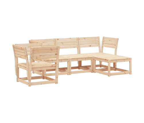 Juego de sofás de jardín 5 piezas madera maciza de pino